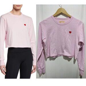 Spiritual Gangster | Fiona Heart-Print Crewneck Long-Sleeve Crop Top